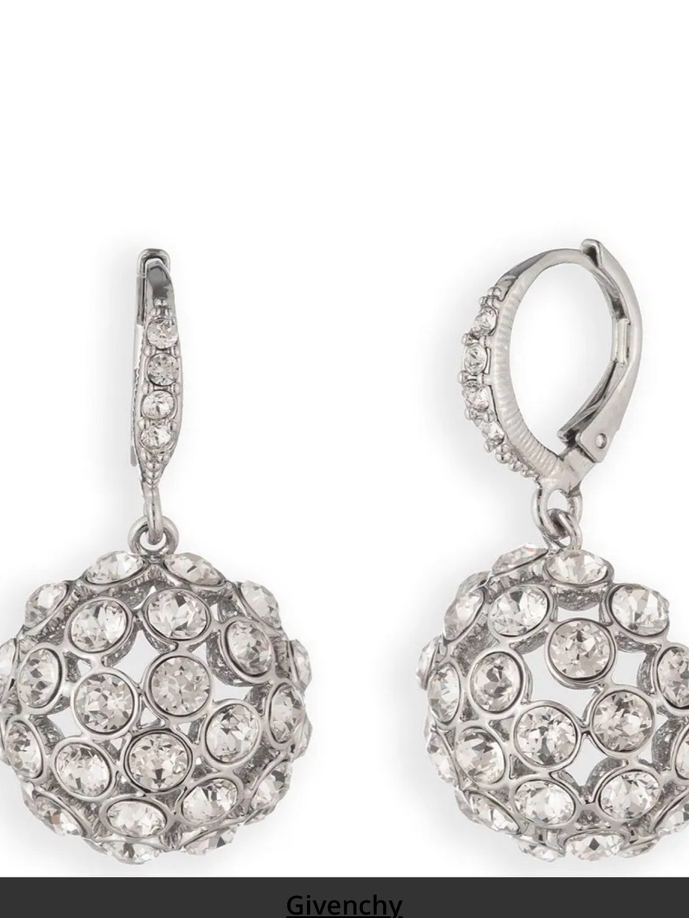 Givenchy Silver-tone Crystal Cluster Drop Earrings